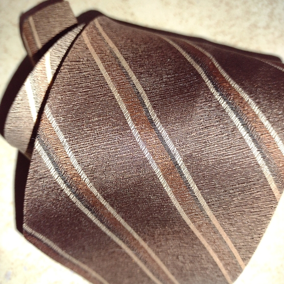 Envoy two tone striped brown mens necktie - Picture 1 of 6